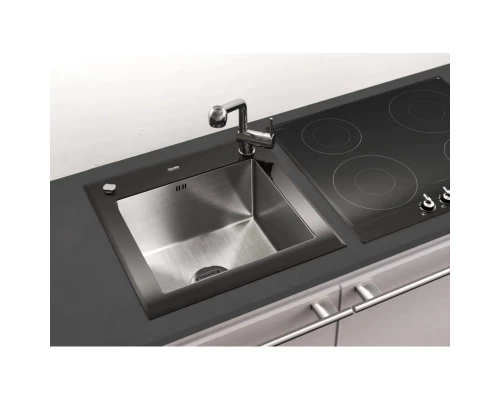 Кухонная мойка Tolero Ceramic Glass нержавеющая сталь/черный TG-500