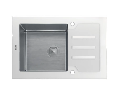 Кухонная мойка Tolero Ceramic Glass нержавеющая сталь/белый TG-660