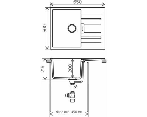 Кухонная мойка Tolero белый TL-650 №923