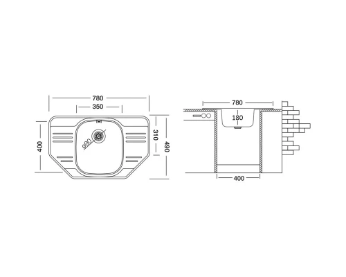 Кухонная мойка декоративная сталь Ukinox Гранд GRL780.490 -GT8K 2C