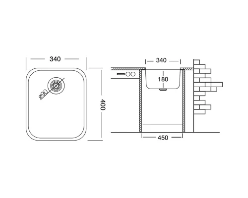 Кухонная мойка полированная сталь Ukinox Модерн MOP340.400 -GT8C