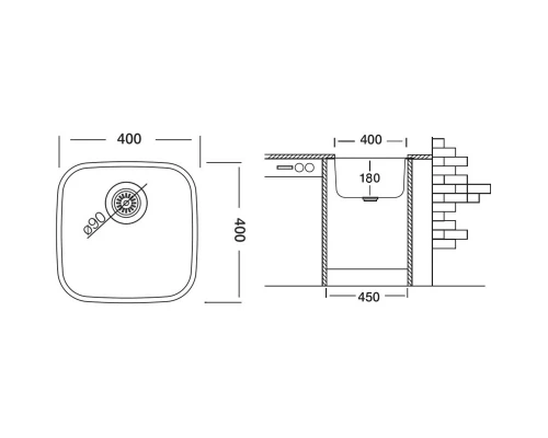 Кухонная мойка полированная сталь Ukinox Модерн MOP400.400 -GT8C