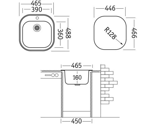 Кухонная мойка матовая сталь Ukinox Галант GAM465.488 -GT6K 0C