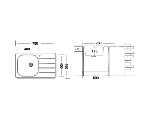 Кухонная мойка матовая сталь Ukinox Гранд GRM780.480 -GT6K 2L
