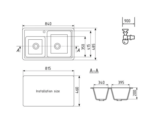 Кухонная мойка Ulgran темно-серый U-200-309