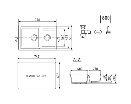 Кухонная мойка Ulgran песочный U-505-302