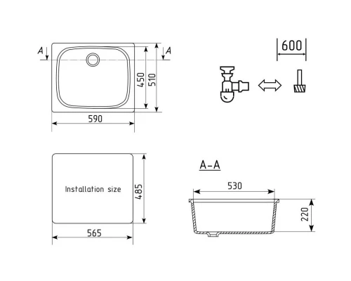Кухонная мойка Ulgran графит U-408-342