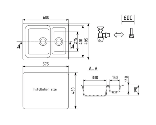 Кухонная мойка Ulgran ультра-черный U-106-344