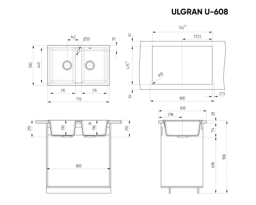 Кухонная мойка Ulgran терракот U-608-307