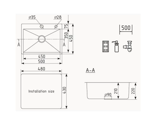 Кухонная мойка Ulgran черный US 500-002