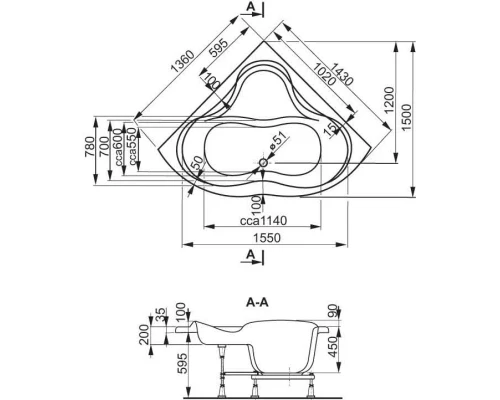 Акриловая ванна 143x143 см Vagnerplast Iris VPBA143IRI3X-04