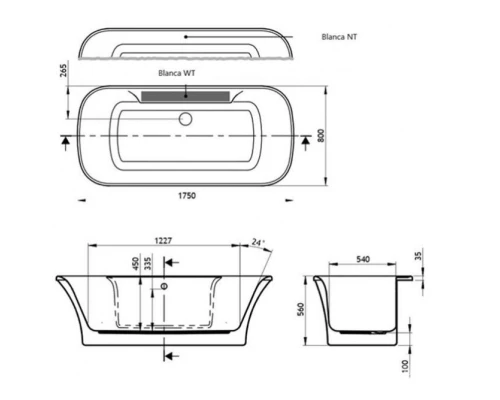 Акриловая ванна 175x80 см Vagnerplast Blanca WT VPBV175BLA7WTX-04