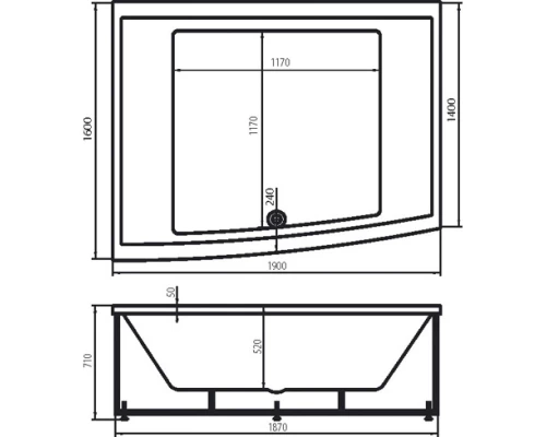 Акриловая ванна 190x160 см Vagnerplast Impossible VPBA190IMP2X-04