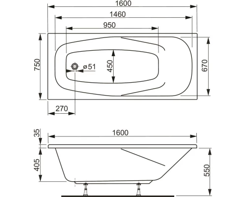 Акриловая ванна 160x75 см Vagnerplast Aronia VPBA160ARN2X-04