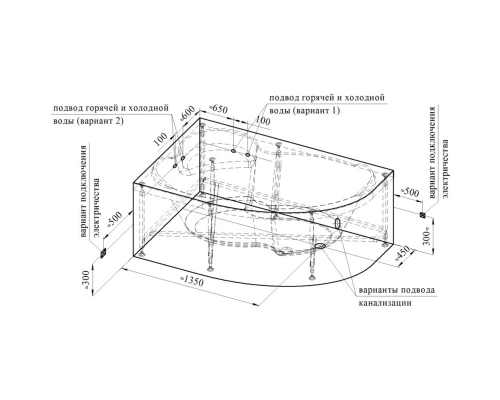 Акриловая ванна левая 169x110 см Radomir Ирма 2-01-0-1-1-217