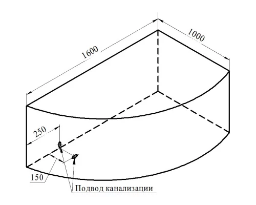 Акриловая ванна правая 160x100 см Radomir Модерна 2-01-0-2-1-214