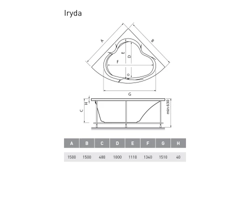 Акриловая ванна 150x150 см Vayer Iryda GL000006822