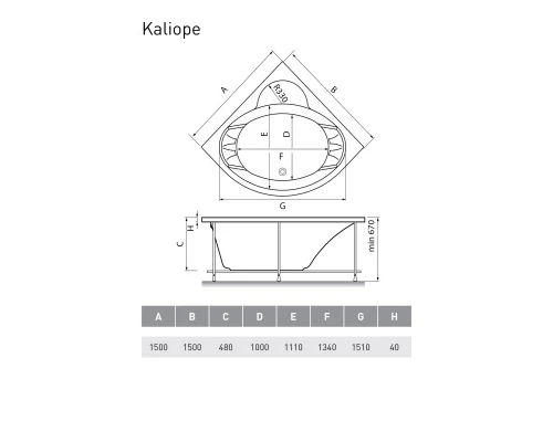 Акриловая ванна 150x150 см Vayer Kaliope GL000006523