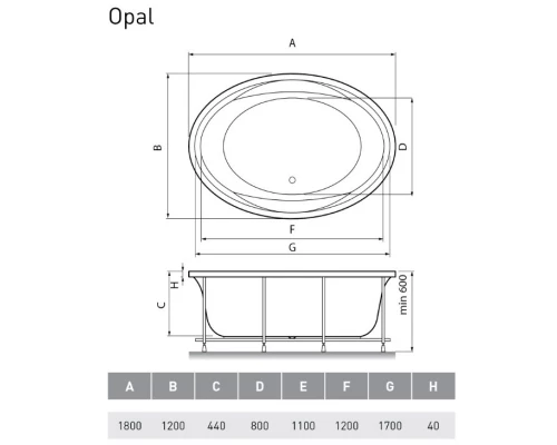 Акриловая ванна 180x120 см Vayer Opal GL000006826