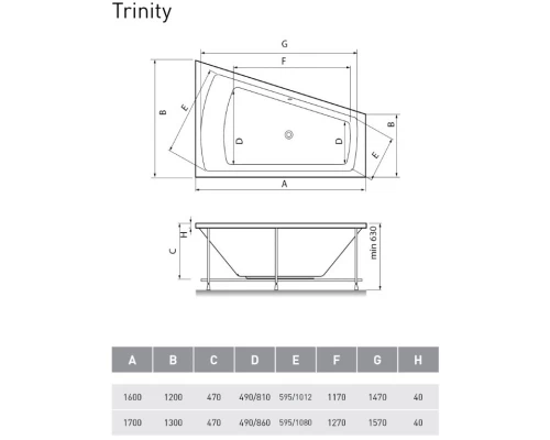 Акриловая ванна 170x130 см L Vayer Trinity GL000006818