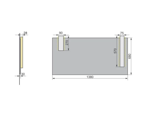 Зеркало 138x68 см белый Velvex Pulsus zkPUL.140-21