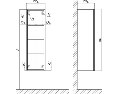 Полуколонна подвесная белый глянец L/R Velvex Iva ppIVA.110-21