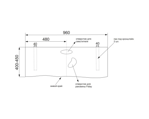 Столешница вяз 96 см без отверстий Velvex Felay stFEL.100-71