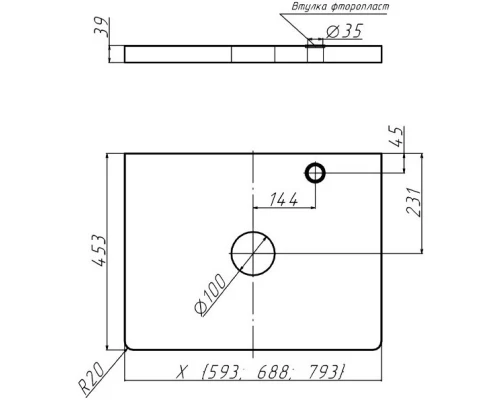 Столешница шатанэ 68,8 см без отверстий Velvex Klaufs StKLA.70.IL-617