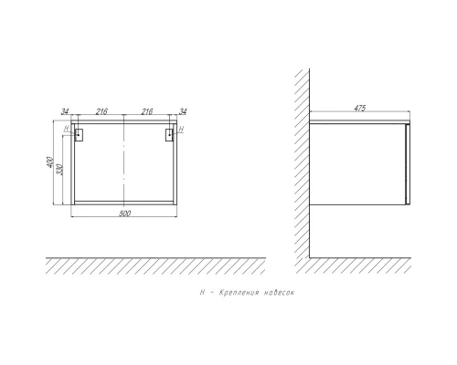 Тумба белый глянец 50 см Velvex Unique Unit tpUNI.50.H40.Y.VY-223