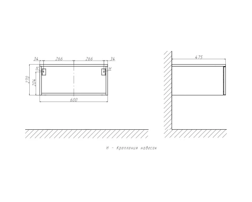 Тумба бежевый 60 см Velvex Unique Unit tpUNI.60.H27.Y-215
