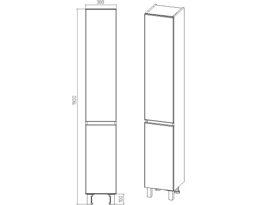 Пенал напольный графит/дуб вотан L/R Viant Мальта VMAL300G-PEN