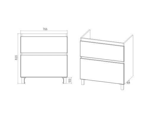 Тумба графит/дуб вотан 76,6 см Viant Мальта VMAL80COG-T2Y