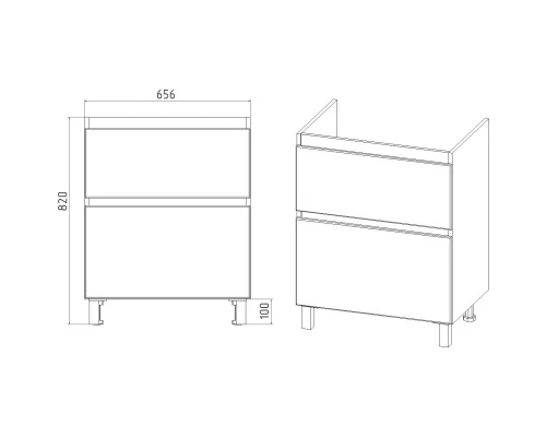 Тумба графит/дуб вотан 65,6 см Viant Мальта VMAL70COG-T2Y