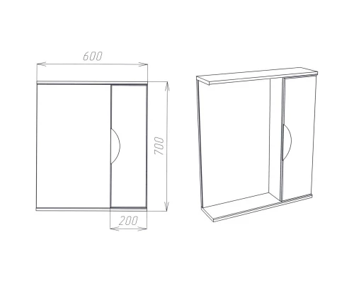Зеркальный шкаф 60x70 см белый R Viant Барселона VBAR60-ZSH
