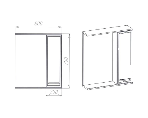Зеркальный шкаф 60x70 см белый L Viant Милан VMIL60-ZSHL