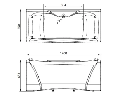 Акриловая ванна 170x75 см Aima Design Dolce Vita 01дов1775
