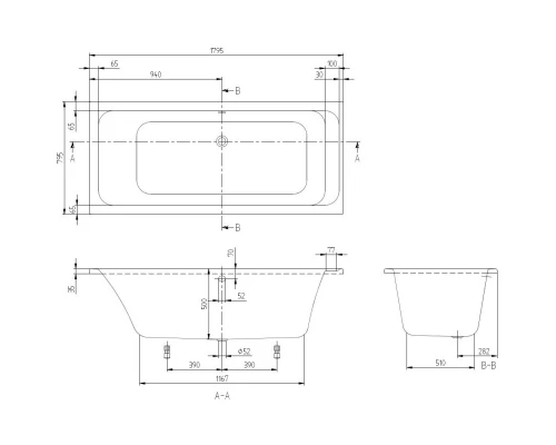 Акриловая ванна 179,5x79,5 см Villeroy & Boch Architectura UBA180ARA2V-01
