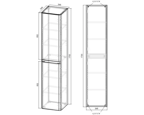 Пенал подвесной темный дуб L/R Vincea Vico VSC-2V170RW