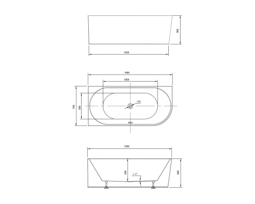 Акриловая ванна 150x75 см Vincea VBT-402-1500L