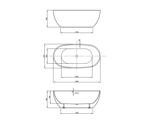 Акриловая ванна 160x81,5 см Vincea VBT-408-1600