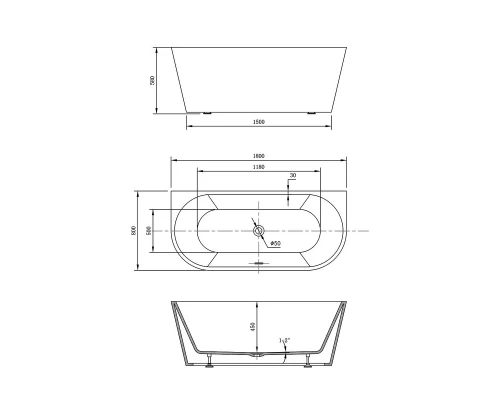 Акриловая ванна 180x80 см Vincea VBT-421-1800