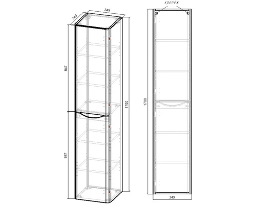 Пенал подвесной дуб винтаж R Vincea Paola VSC-2P170VO-R