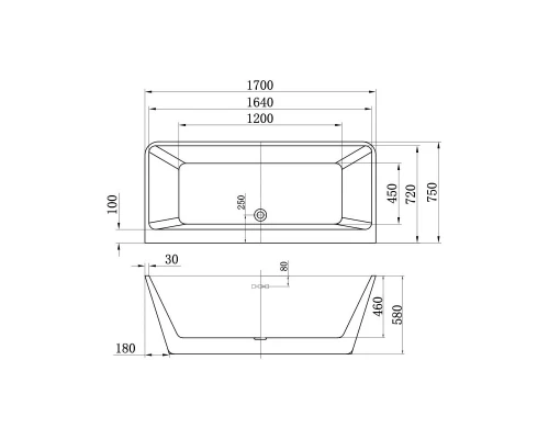 Акриловая ванна 170x75 см Vincea VBT-105
