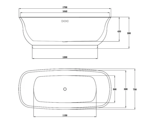 Акриловая ванна 170x75 см Vincea VBT-114
