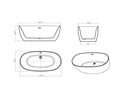Акриловая ванна 160x78 см Vincea VBT-206