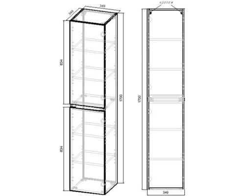 Пенал подвесной темный дуб L/R Vincea Fine VSC-2NF170RW