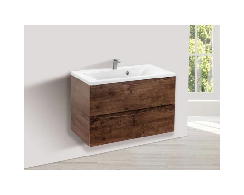 Тумба с раковиной темный дуб 80 см Vincea Mia VMC-2MA800RW + VCB-3M800W