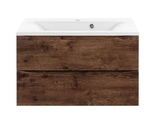 Тумба с раковиной темный дуб 75 см Vincea Mia VMC-2MA750RW + VCB-3M750W