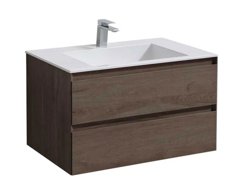 Тумба с раковиной темный дуб 80 см Vincea Luka VMC-2L800RO + VCB-13800W