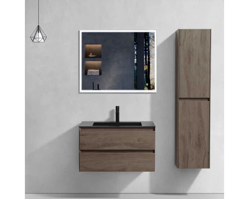 Тумба с раковиной темный дуб 80 см Vincea Luka VMC-2L800RO + VCB-13800B